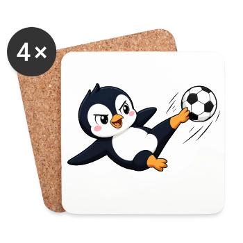 Cute Penguin Soccer Player Cartoon Comic Sports - Coasters (set of 4) - white - Front