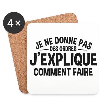 Patron Cadeau humour personnalisé - Dessous de verre (lot de 4) - blanc - Devant