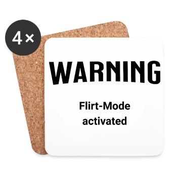 Warning - Flirt-Mode activated - Untersetzer (4er-Set) - Weiß - Vorne
