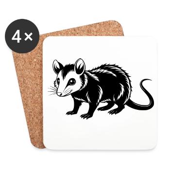 Opossum de peau - Dessous de verre (lot de 4) - blanc - Devant