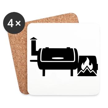 BBQ Smoker Grillmeister Pulled Pork Grillen - Untersetzer (4er-Set) - Weiß - Vorne