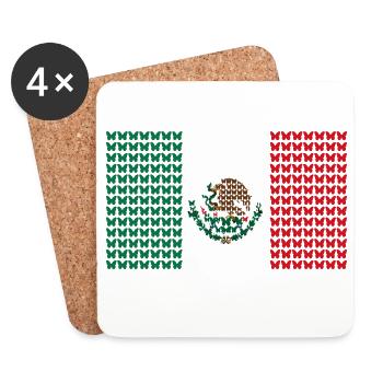 Motif de drapeau raster du Mexique - Dessous de verre (lot de 4) - blanc - Devant