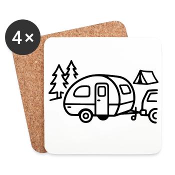Caravan Camping Camper Motorhome Holiday - Coasters (set of 4) - white - Front