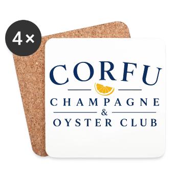 Corfu Champ*gne & Oyster Club Logo - Coasters (set of 4) - white - Front