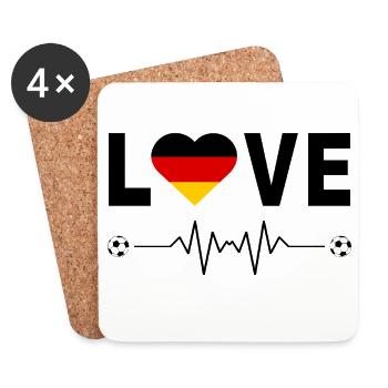 Coupe du monde d’amour de football drapeau Allemagne LOVE - Dessous de verre (lot de 4) - blanc - Devant