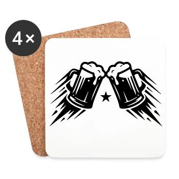 Bier Anstoßen Weizenbier - Untersetzer (4er-Set) - Weiß - Vorne
