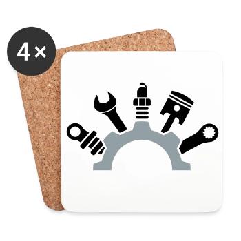 KFZ Mechaniker Werkzeug Logo - Untersetzer (4er-Set) - Weiß - Vorne