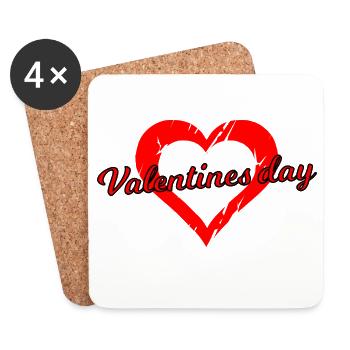 Valentine's Day Heart Font Design - Coasters (set of 4) - white - Front