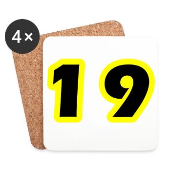 Symbole numérique 19 - Dessous de verre (lot de 4) - blanc - Devant