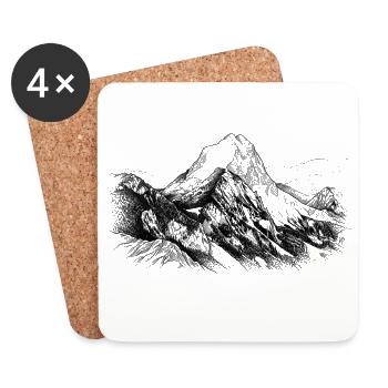 Lugau Silhouette | Matterhorn of Styria | - Coasters (set of 4) - white - Front