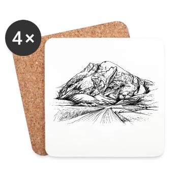 Silhouette à Haute Bouche | Sommet de la chaîne de Mieminger - Dessous de verre (lot de 4) - blanc - Devant