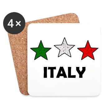 Étoiles Tricolores Italie - Dessous de verre (lot de 4) - blanc - Devant