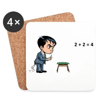 Comic-Schüler bei Rechenaufgabe – Mathe Frust - Untersetzer (4er-Set) - Weiß - Vorne