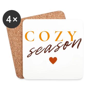 Cozy Season | Minimal Autumn Design - Coasters (set of 4) - white - Front