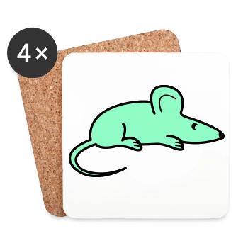 Silhouette de souris menthe - Dessous de verre (lot de 4) - blanc - Devant