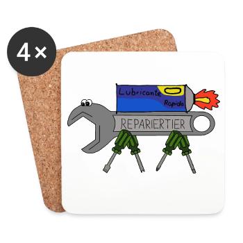 ReparierTier mit LubriFast - Untersetzer (4er-Set) - Weiß - Vorne