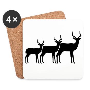 Antelope Family Silhouette - Coasters (set of 4) - white - Front