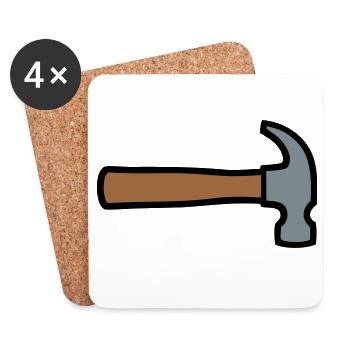 Carpenter's Hammer Tool Icon - Coasters (set of 4) - white - Front