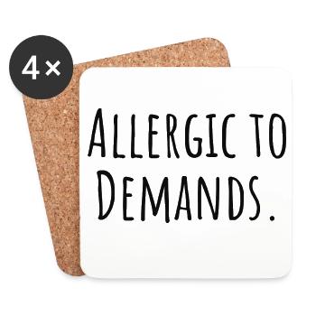 Allergic_to_Demands PDA Neurodivergentes Geschenk - Untersetzer (4er-Set) - Weiß - Vorne