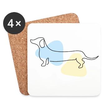 Line Art Dachshund pastel - Coasters (set of 4) - white - Front