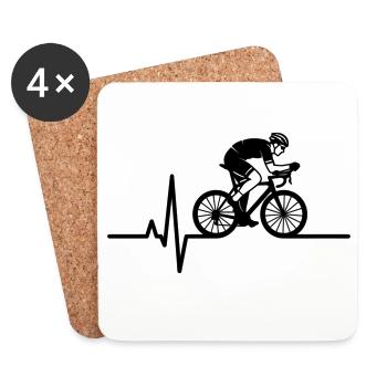 Road Bike Heartbeat ECG - Coasters (set of 4) - white - Front