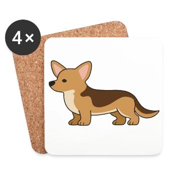 Silhouette Corgi Douillette - Dessous de verre (lot de 4) - blanc - Devant