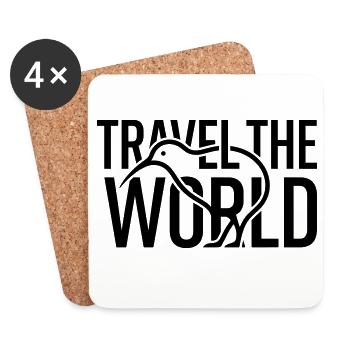 Kiwi Bird Outline Travel The World – Minimalist - Coasters (set of 4) - white - Front