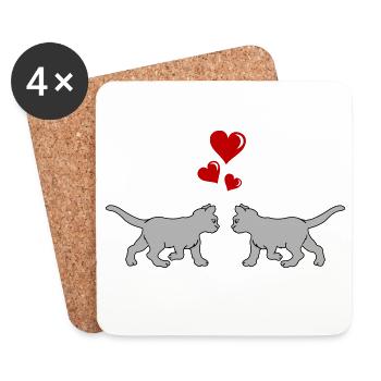 katze_verliebt_02 - Coasters (set of 4) - white - Front