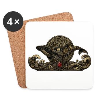Steampunk Whale with Gems - Coasters (set of 4) - white - Front