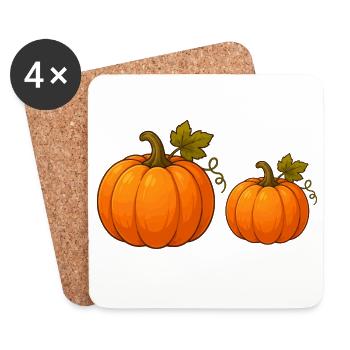Kürbisduo Herbstdesign - Untersetzer (4er-Set) - Weiß - Vorne