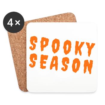 Spooky Season – Pumpkin Orange Typography - Untersetzer (4er-Set) - Weiß - Vorne