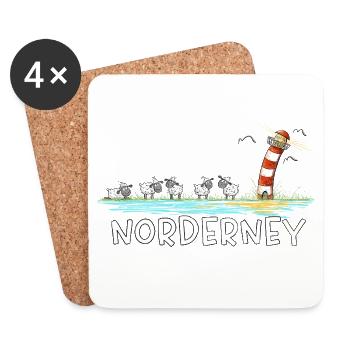 Norderney I Schafe Leuchtturm Nordsee Insel - Untersetzer (4er-Set) - Weiß - Vorne