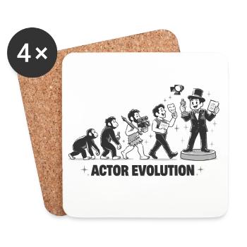 Actor Evolution: Vom Affen zum Schauspieler - Untersetzer (4er-Set) - Weiß - Vorne