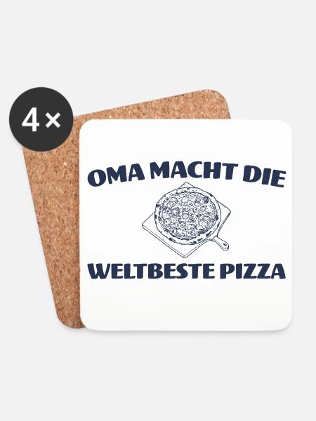 Oma macht die weltbeste Pizza - Pizzabäckerin - Untersetzer (4er-Set) - Weiß