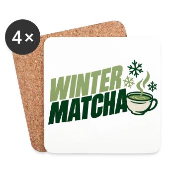 Grüne Winter Matcha Tasse - Untersetzer (4er-Set) - Weiß - Vorne