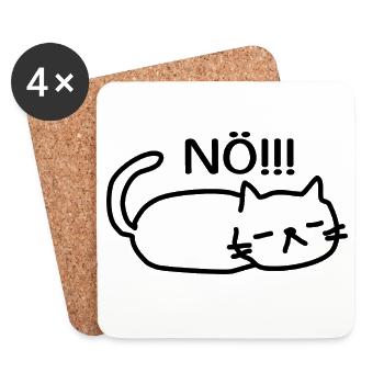 Nö Lustige Faule Katze - Untersetzer (4er-Set) - Weiß - Vorne