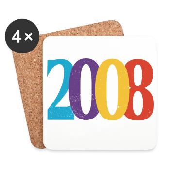 Geboren 2008, Geburtstagsgeschenk-Jubiläum - Untersetzer (4er-Set) - Weiß - Vorne