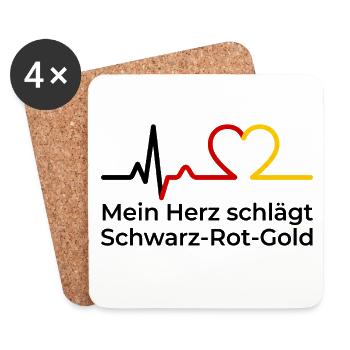 Herzschlag Schwarz Rot Gold Deutschland - Untersetzer (4er-Set) - Weiß - Vorne