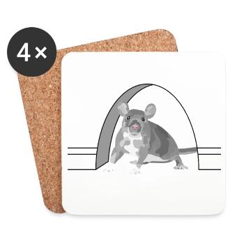 Graue Maus Nagetier-Icon mit Mondbogen - Untersetzer (4er-Set) - Weiß - Vorne