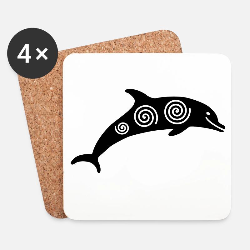Dauphin - Dessous de verre (lot de 4) - blanc