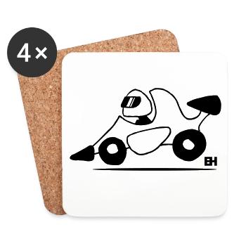 voiture de course - Dessous de verre (lot de 4) - blanc - Devant
