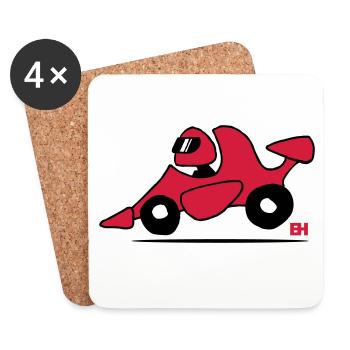 Race car - Coasters (set of 4) - white - Front