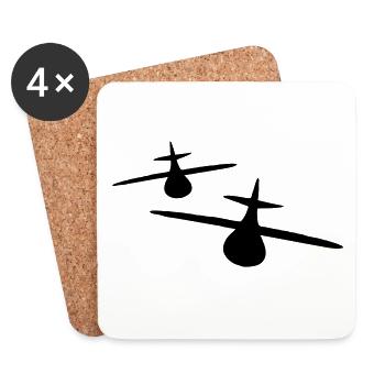 Deux avions - Dessous de verre (lot de 4) - blanc - Devant