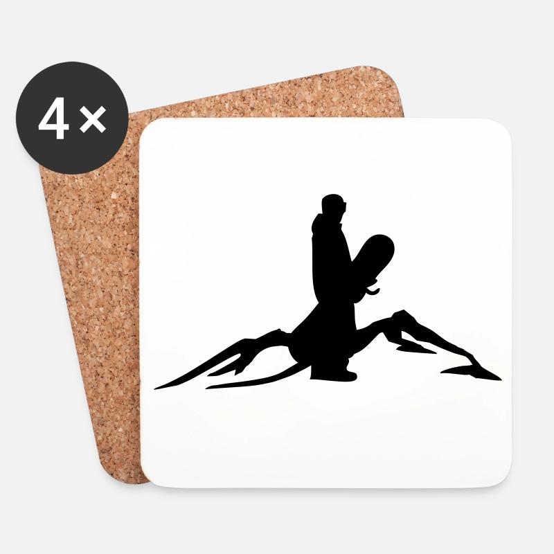 Snowboarder mit Berg - Untersetzer (4er-Set) - Weiß