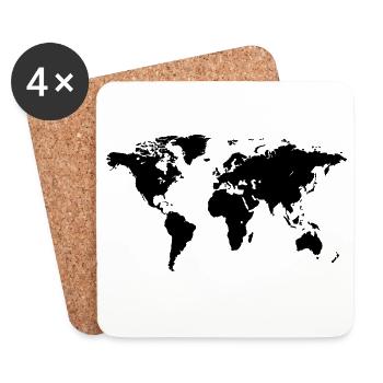 World Map - Untersetzer (4er-Set) - Weiß - Vorne
