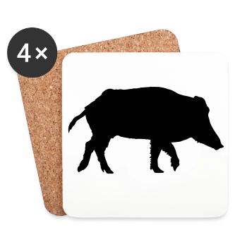 Wild boar - Coasters (set of 4) - white - Front