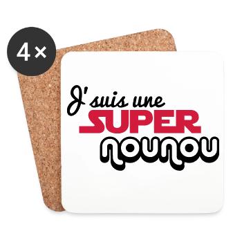 Ich bin ein Super Nanny - Untersetzer (4er-Set) - Weiß - Vorne