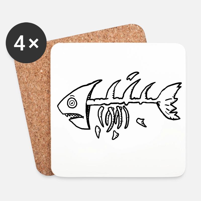 Skelettfisch im Kontrast - Untersetzer (4er-Set) - Weiß