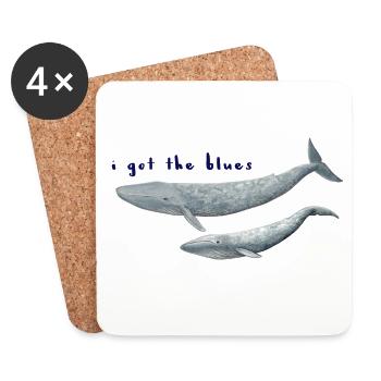 Je suis les baleines blues - baleines. Baleines - Dessous de verre (lot de 4) - blanc - Devant