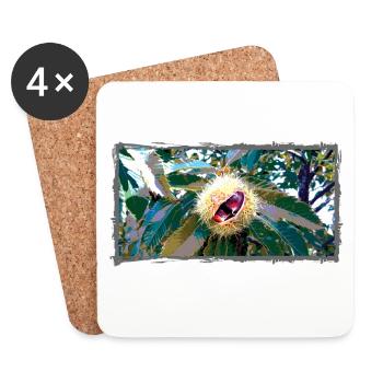 Kastanie in spitzen Blätterdesign - Untersetzer (4er-Set) - Weiß - Vorne